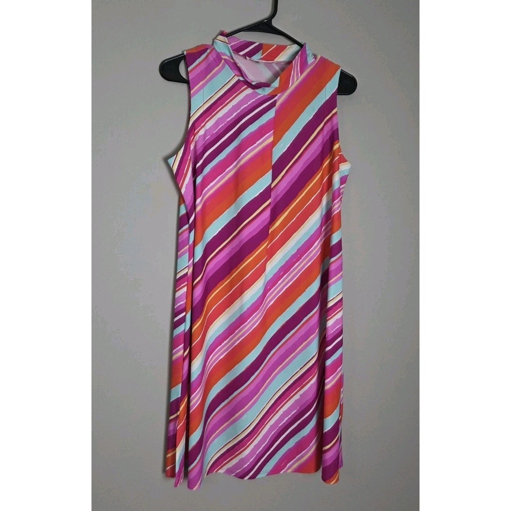 Jude Connally Mini Shift Dress‎ Size Medium Colorful Pink Orange Striped